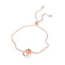 joalharia china ajustável ouro rosa cobre material cúbico zircônia pulseira de cristal feminino caixa corrente joias da moda